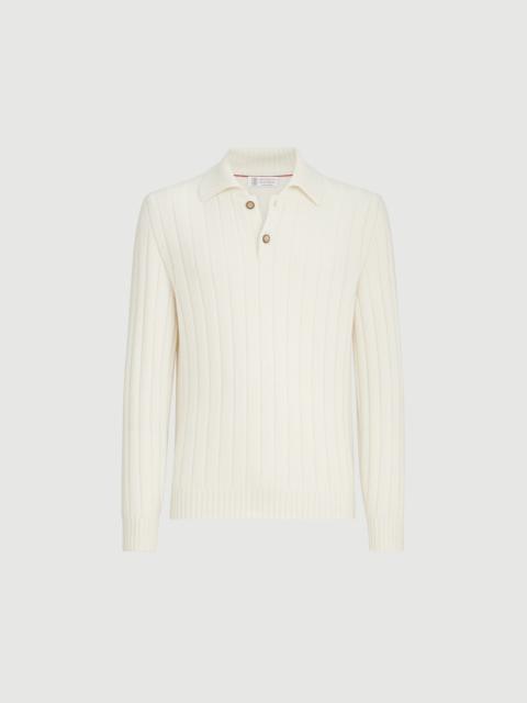Brunello Cucinelli Cashmere ribbed knit polo