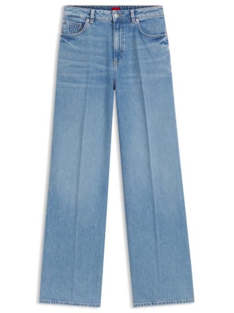 HUGO WIDE-LEG-FIT JEANS IN LIGHT-BLUE DENIM