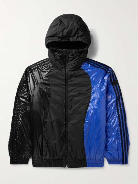 + adidas Originals Balzers Logo-Appliquéd Striped Panelled Shell Hooded Down Jacket