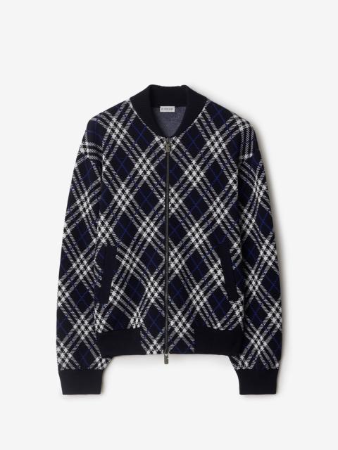 Burberry Check Wool Blend Bomber Jacket