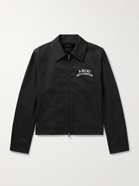 AMIRI Logo-Flocked Cotton-Blend Blouson Jacket Black