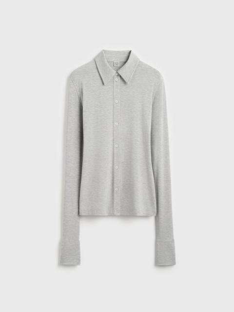 TOTEME Fitted jersey shirt pale grey mélange