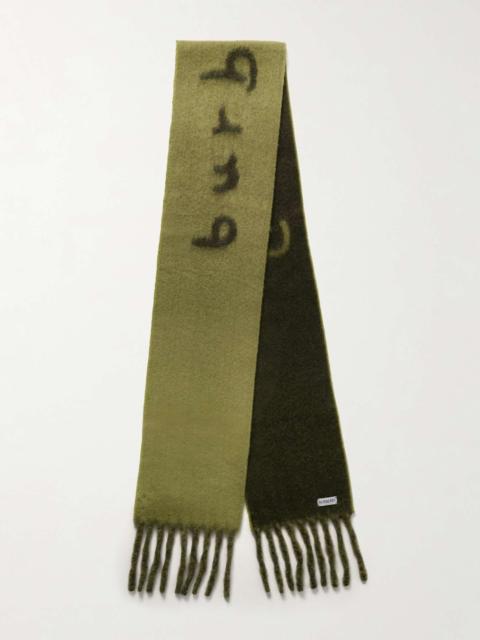 Burberry Fringed alpaca-blend jacquard scarf