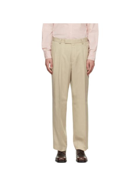 BOSS Beige Oversized-Fit Twill Trousers