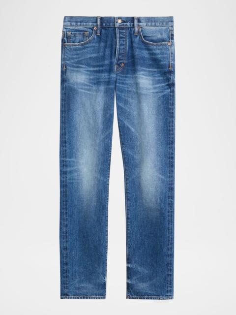 TOM FORD Men's Light Wash Selvedge Straight Fit Jeans