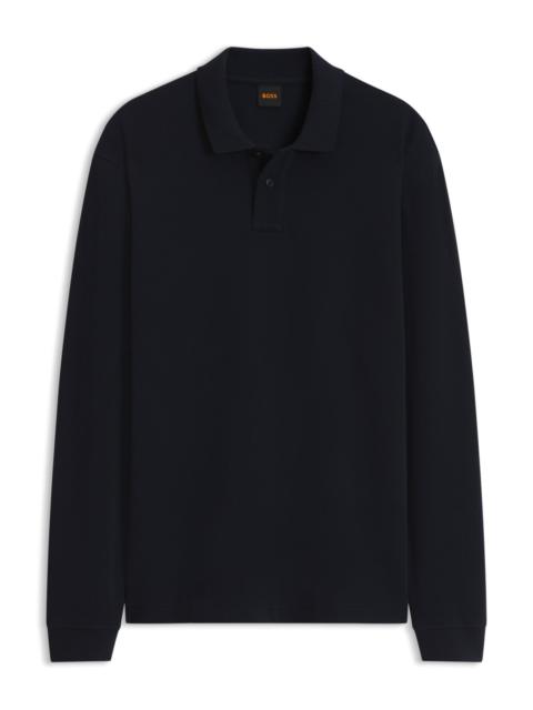 BOSS COTTON-BLEND POLO SHIRT WITH WAFFLE-KNIT TEXTURE