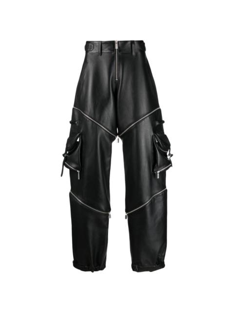 adjustable leather cargo trousers