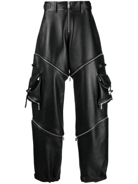 adjustable leather cargo trousers