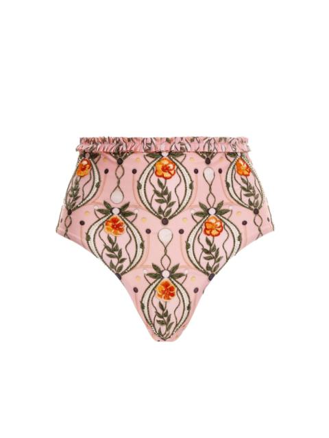 Agua by Agua Bendita Nopal Lunar floral-embroidered bikini bottom