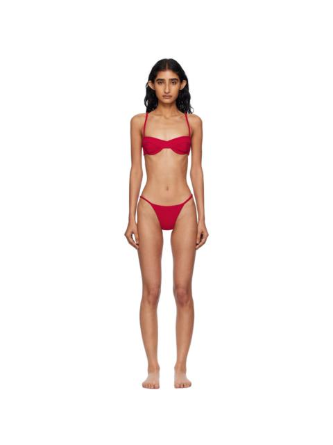 HAIGHT Red Crepe Vintage & Crepe Lari Bikini