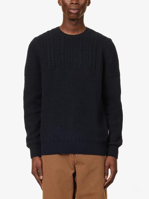Contrast-knit crewneck wool-blend jumper