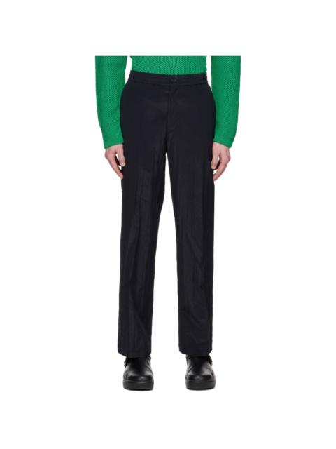 SOLID HOMME Navy Crinkled Trousers