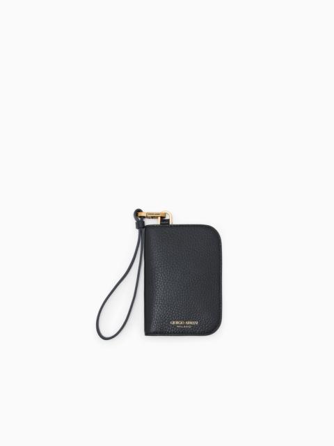 GIORGIO ARMANI BIFOLD WALLET IN GRAINED LEATHER