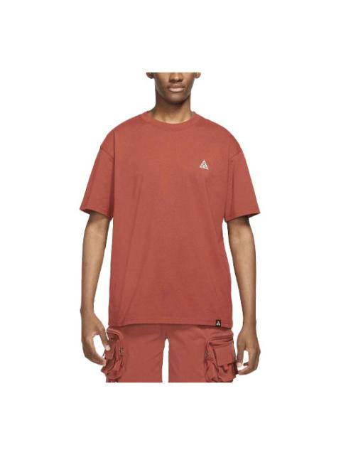 Nike Men's Nike ACG Sports Solid Color Round Neck Short Sleeve Red Brown T-Shirt DJ3642-670