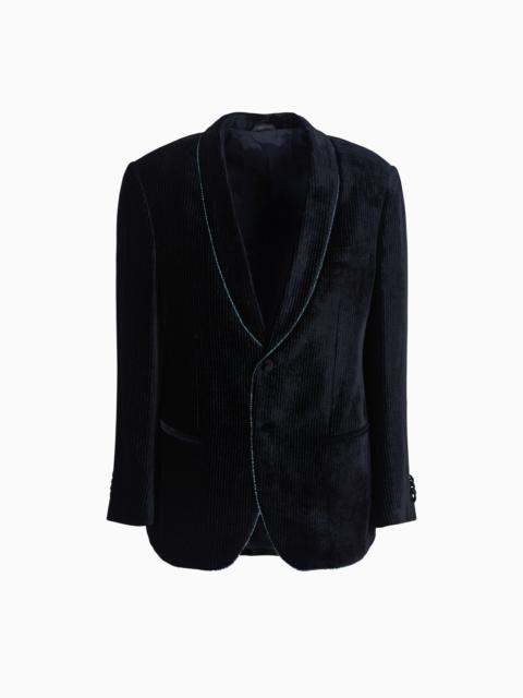 GIORGIO ARMANI Soho line single-breasted tuxedo jacket in rhinestone-embroidered velvet