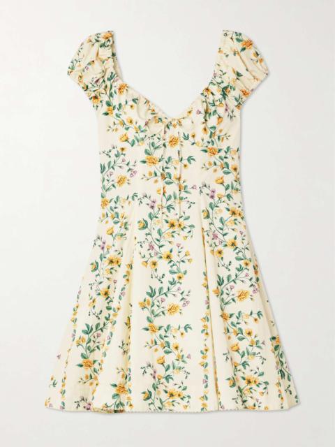 Agua by Agua Bendita Mati Chinesis floral-print pleated cotton mini dress Cream