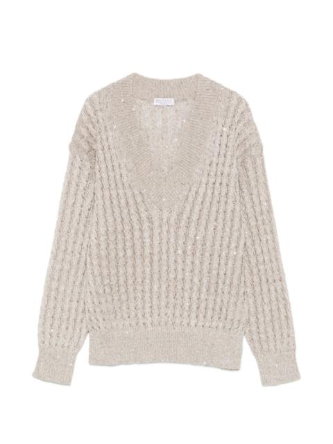Brunello Cucinelli sequin-embellishment V-neck sweater