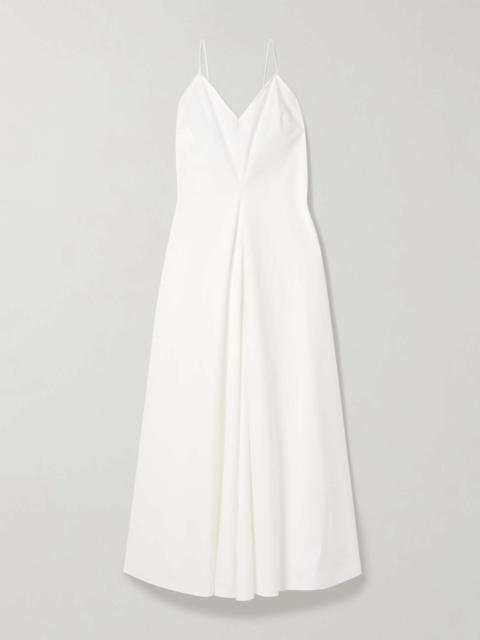 Pleated cotton-poplin midi dress