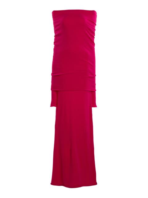 Fold-Over Jersey Maxi Dress pink