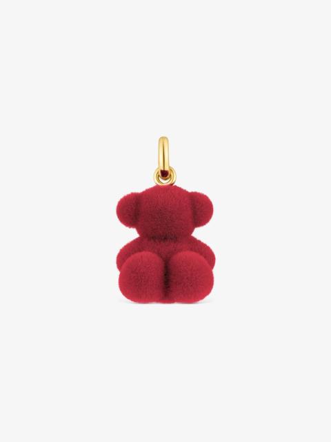 TOUS Burgundy-colored velvet bear Pendant with 18kt gold plating over silver Bold Bear