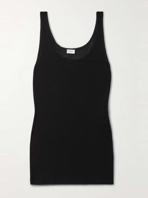 SAINT LAURENT Ribbed modal and cotton-blend jersey tank