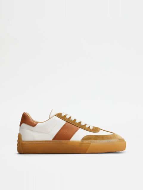 Tod's SNEAKERS IN LEATHER - WHITE, BROWN, PINK