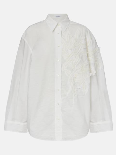 Brunello Cucinelli floral-appliqué shirt
