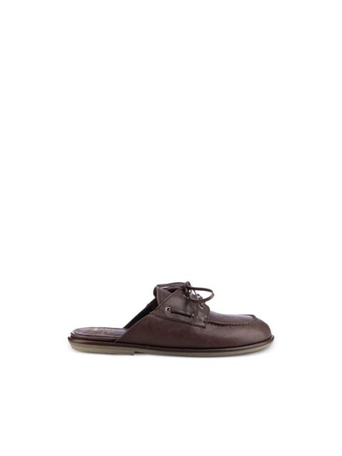 OFFICINE CREATIVE Love 106 lace-detail flat leather mules