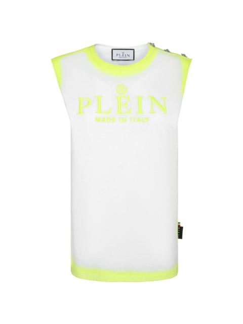 PHILIPP PLEIN logo-embroidered cotton tank top