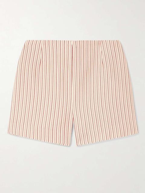 Striped organic cotton-blend shorts Pink