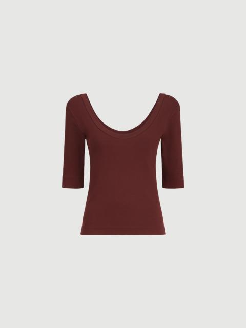Brunello Cucinelli Stretch cotton ribbed jersey T-shirt with monili