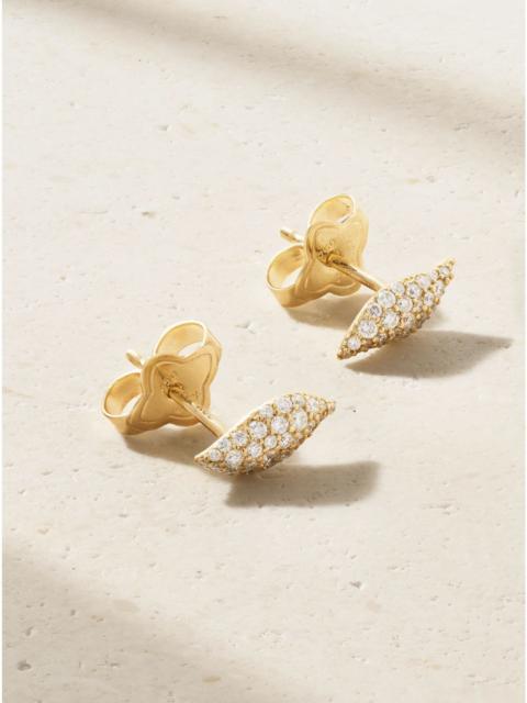DAVID YURMAN Petite Pavé Flute 18-karat gold diamond earrings Gold