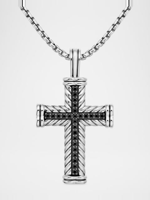 DAVID YURMAN Men's Chevron Cross Pendant with Diamonds in Silver, 41.7mm