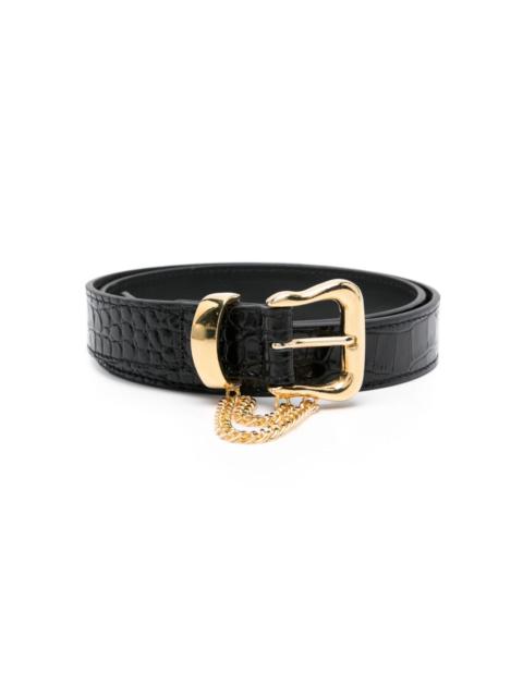 chain-detail leather belt