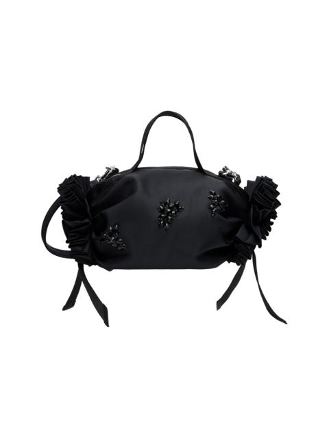 Simone Rocha Black Mini Double Ribbon Rosette Top Handle Bag