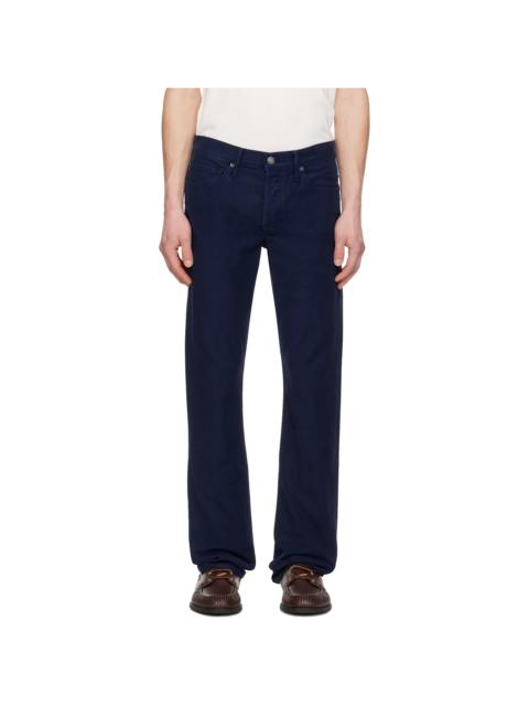 TOM FORD Navy Moleskin Straight Fit Trousers