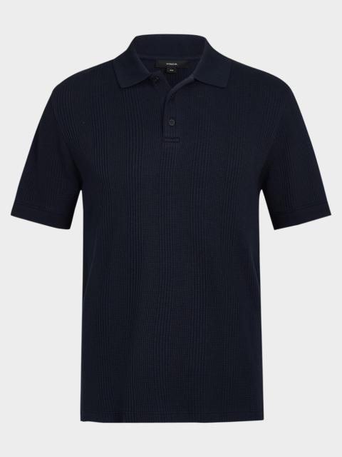 Vince Men's Variegated Textured Stripe Polo Shirt
