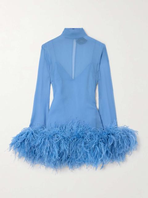 Taller Marmo Gina Spirito feather-trimmed silk-crepon mini dress