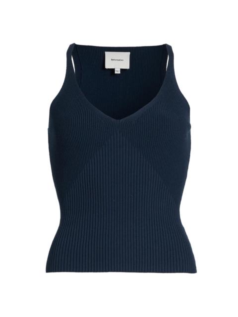 Reformation Women's Peony Rib-Knit Sweater Tank - Navy