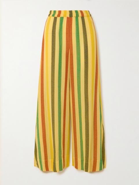 SUZIE KONDI Elira Striped Cotton-gauze Wide-leg Pants