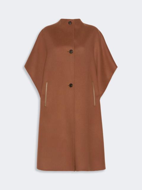 Max Mara AFFARI Pure wool drap long cape - DARK BROWN