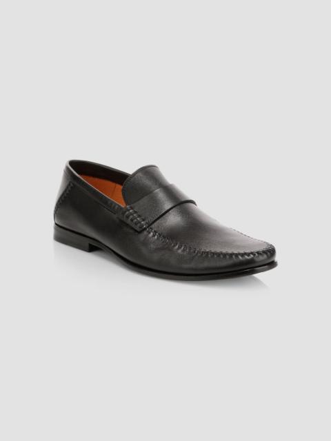 Santoni Men's Paine Leather Moccasin Loafers - Black