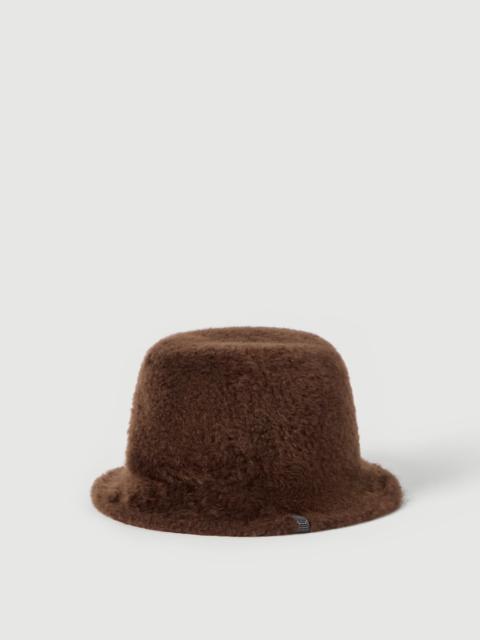 Brunello Cucinelli Soft fuzzy shearling bucket hat with shiny band