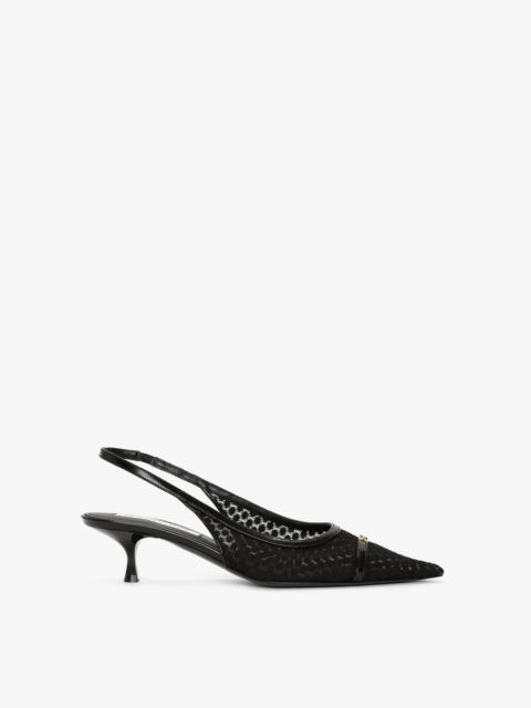 Victoria Beckham Mesh Slingback Kitten Heel In Black