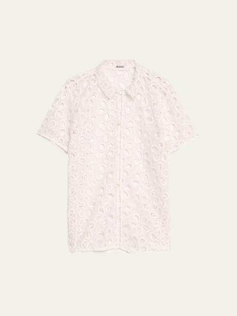 BODE Primrose Floral Lace Button Down Shirt