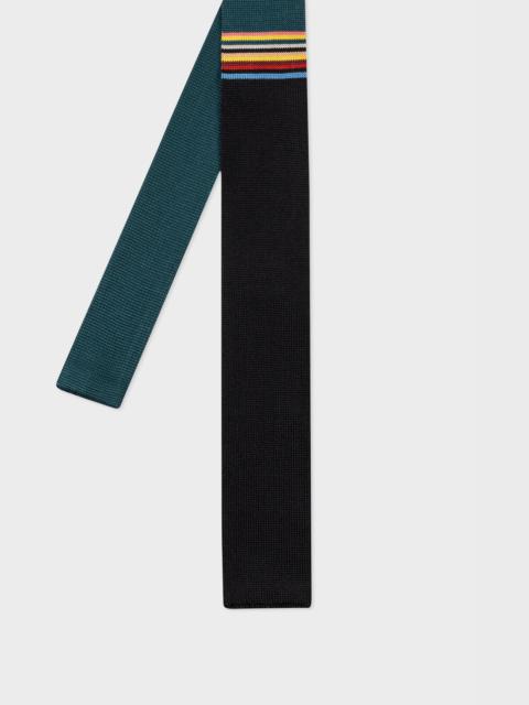 Paul Smith Black Silk Knitted 'Signature Stripe' Tie