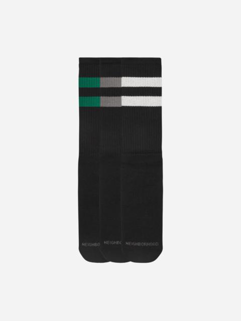 NEIGHBORHOOD Classic 3-Pack Long Socks Black