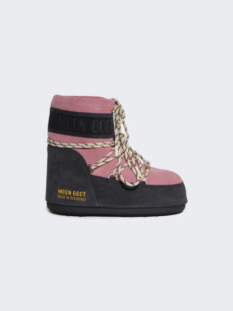 MOON BOOT X Guest In Residence Icon Low Beaded Suede Boots Grey And Rose