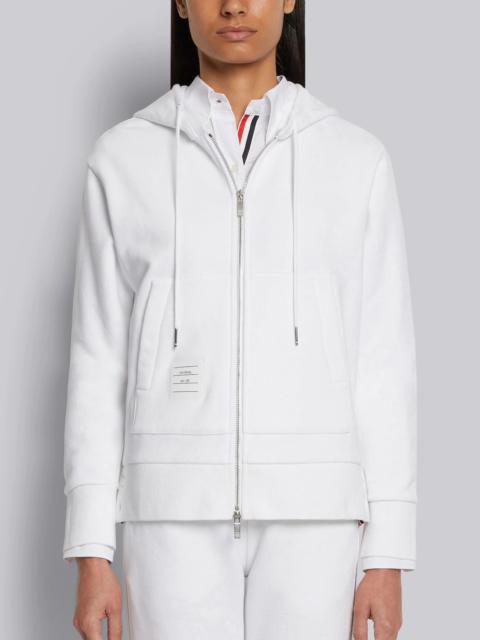 Thom Browne White Classic Loopback Cotton Center Back Stripe Zip-up Hoodie