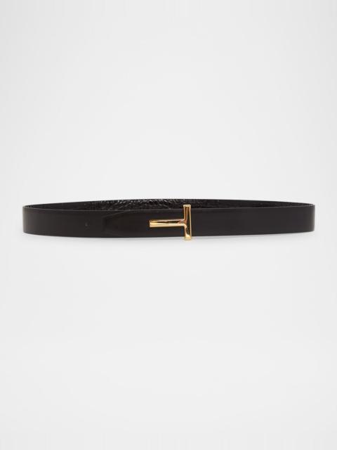 TOM FORD Reversible T-Logo Leather Belt